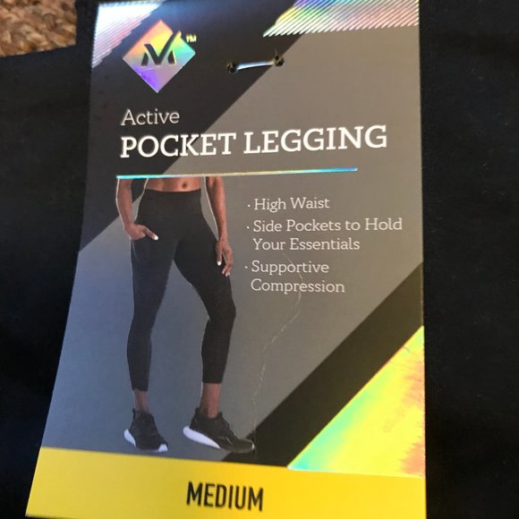 NWT Members Mark Active Pocket Leggings in Black-Sizes Small (12) & Med… - Picture 2 of 7
